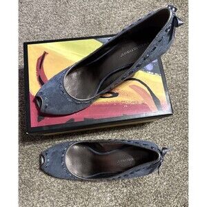 Prediction Blue Slip-on Kolette Heels Women 9 Fabric Soft Suede Peep Toe Y2K New
